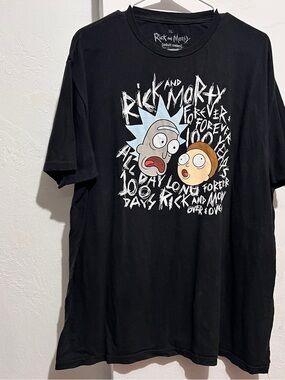 Cartoon Network Rick and Morty Black T‑Shirt with Light Blue Graphic